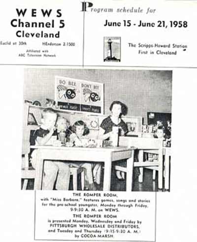 WEWS Channel 5 - 1958 program schedule with Romper Room