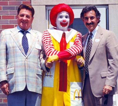 Larry Morrow and Rocco Scotti with Ronald McDonald